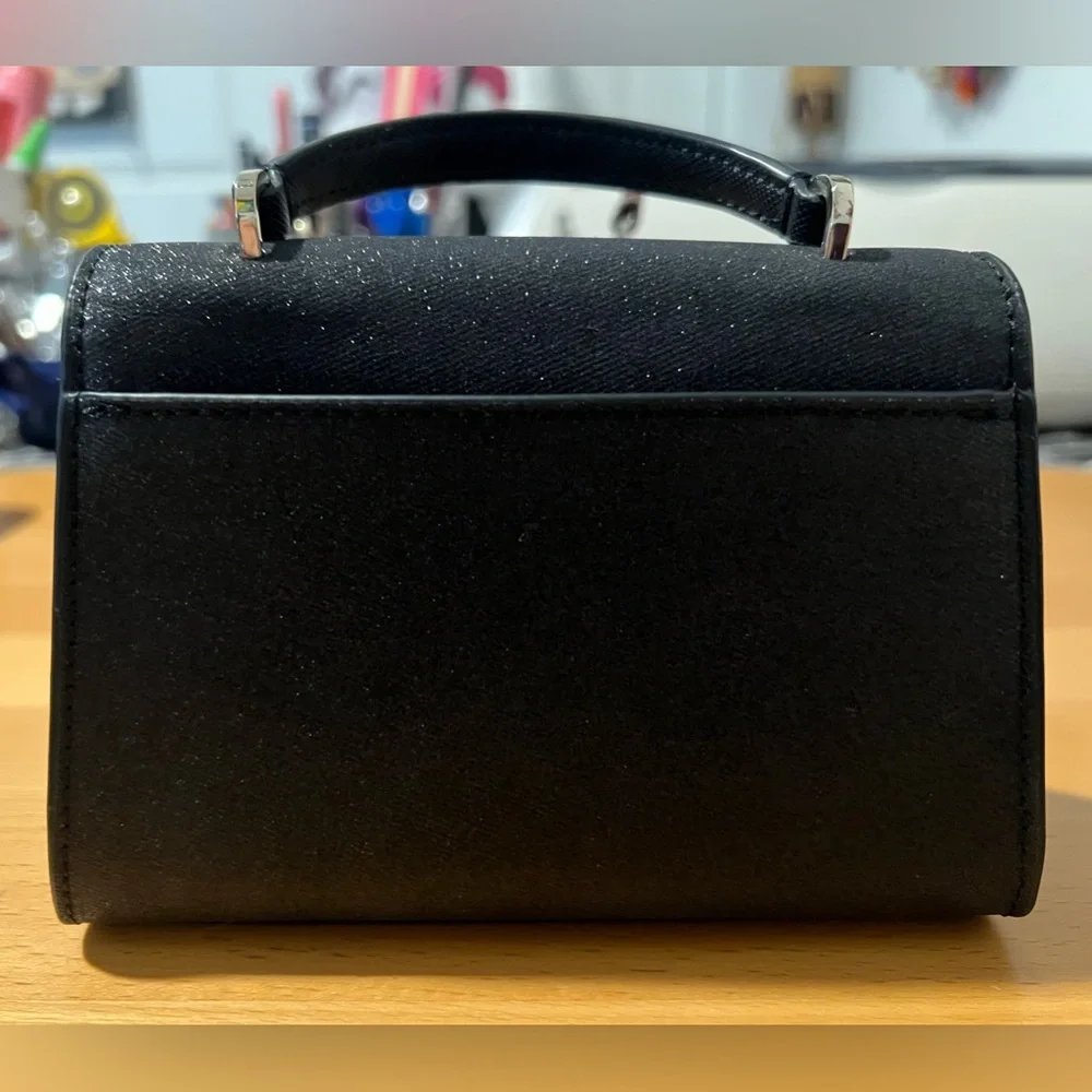 Kate Spade Darcy Black Glitter Micro Mini Purse NWOT